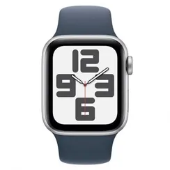 Часы Apple Watch SE, 2024, 44 мм, алюминий серебристого цвета, ремешок Sport Band цвета «деним»