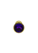 Анальная пробка металлическая золотая с фиолетовым кристаллом Onjoy Metal Plug Gold Small (Цвет: золотой с фиолетовым)
