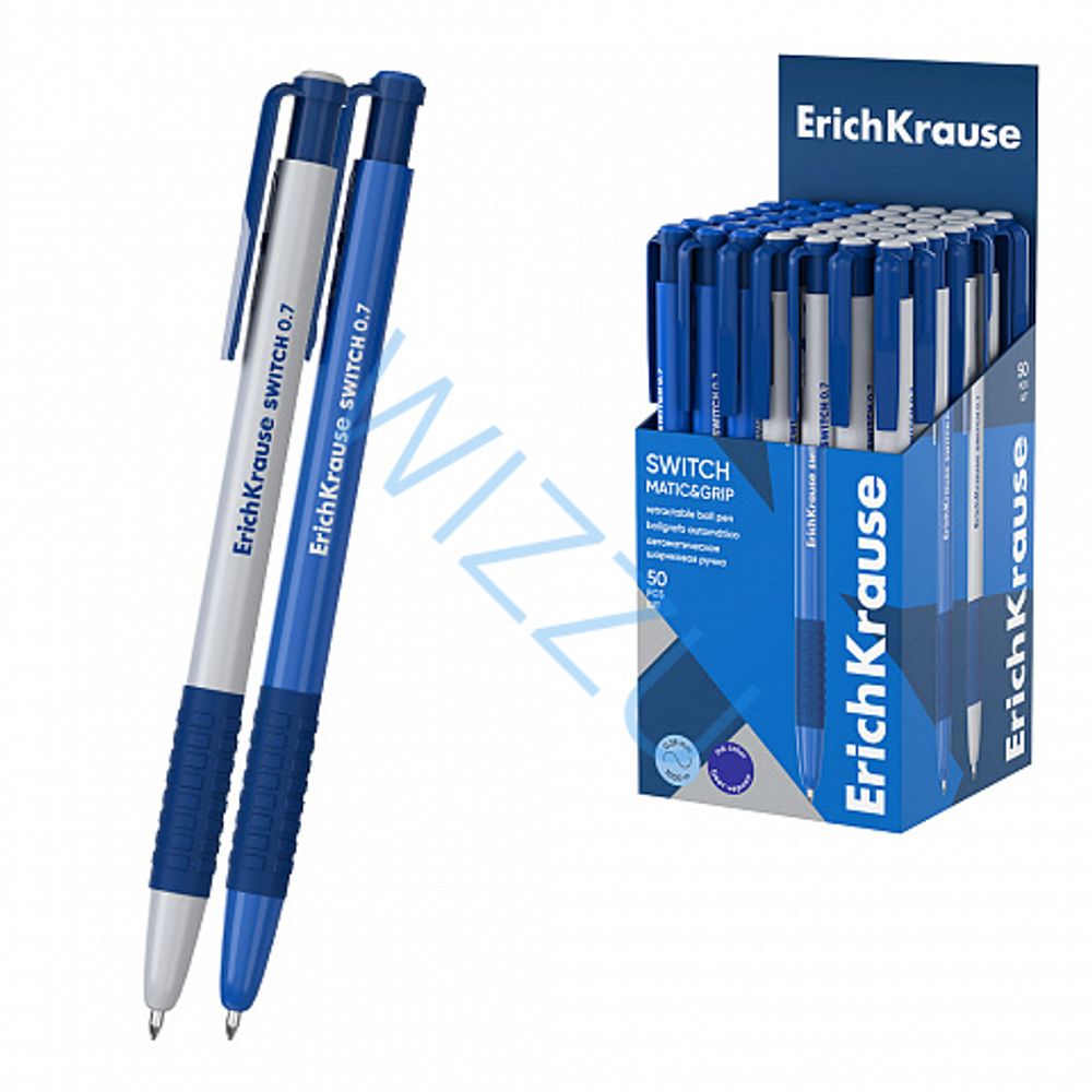 Ручка шариковая ErichKrause автоматическая Switch Matic&Grip синий 50шт в бл. Арт-61273