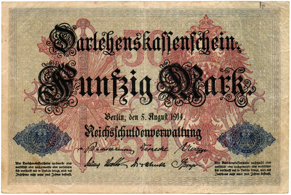 Банкнота 50 марок 1914 год Германская Империя