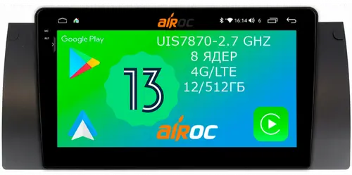 Магнитола для BMW X5 (E53) 2000-2007, 5 (E39) 1996-2003 - Airoc 2K AU-2701 на Android 13, Быстрейшая, SIM-слот