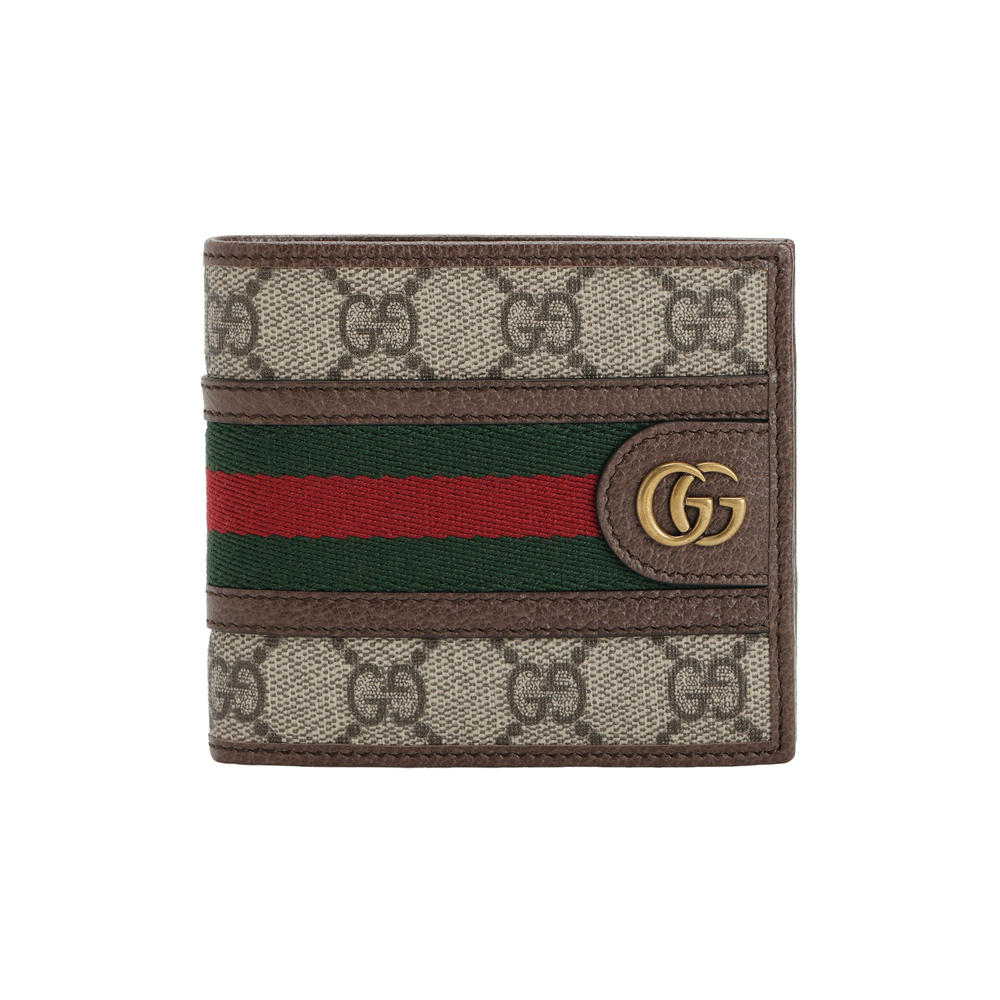 GUCCI Ophidia Canvas With Leather Wallet Men"s Ebony/Brown