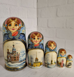 Матрешка "Виды города" 5 мест