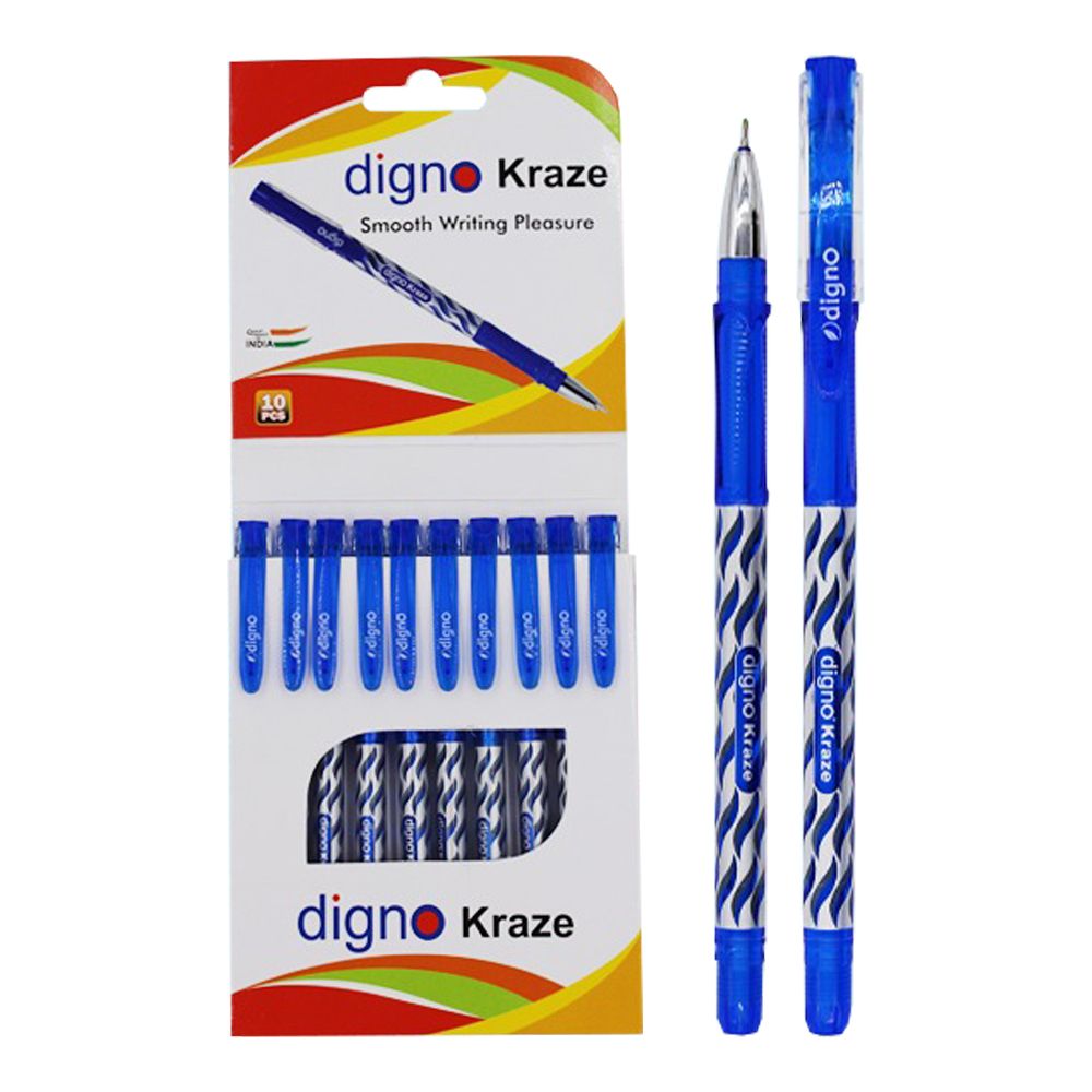 Ручка шариковая, масляная, Digno, синие чернила, серия "KRAZE", синий корпус, 10 шт Ручка шариковая, масляная, Digno, синие чернила, серия "KRAZE", синий корпус, 10 шт