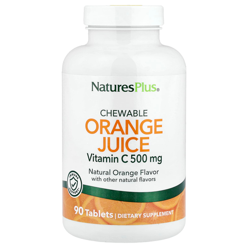 NaturesPlus, жевательный апельсиновый сок, витамин C, натуральный апельсин, 90 таблеток