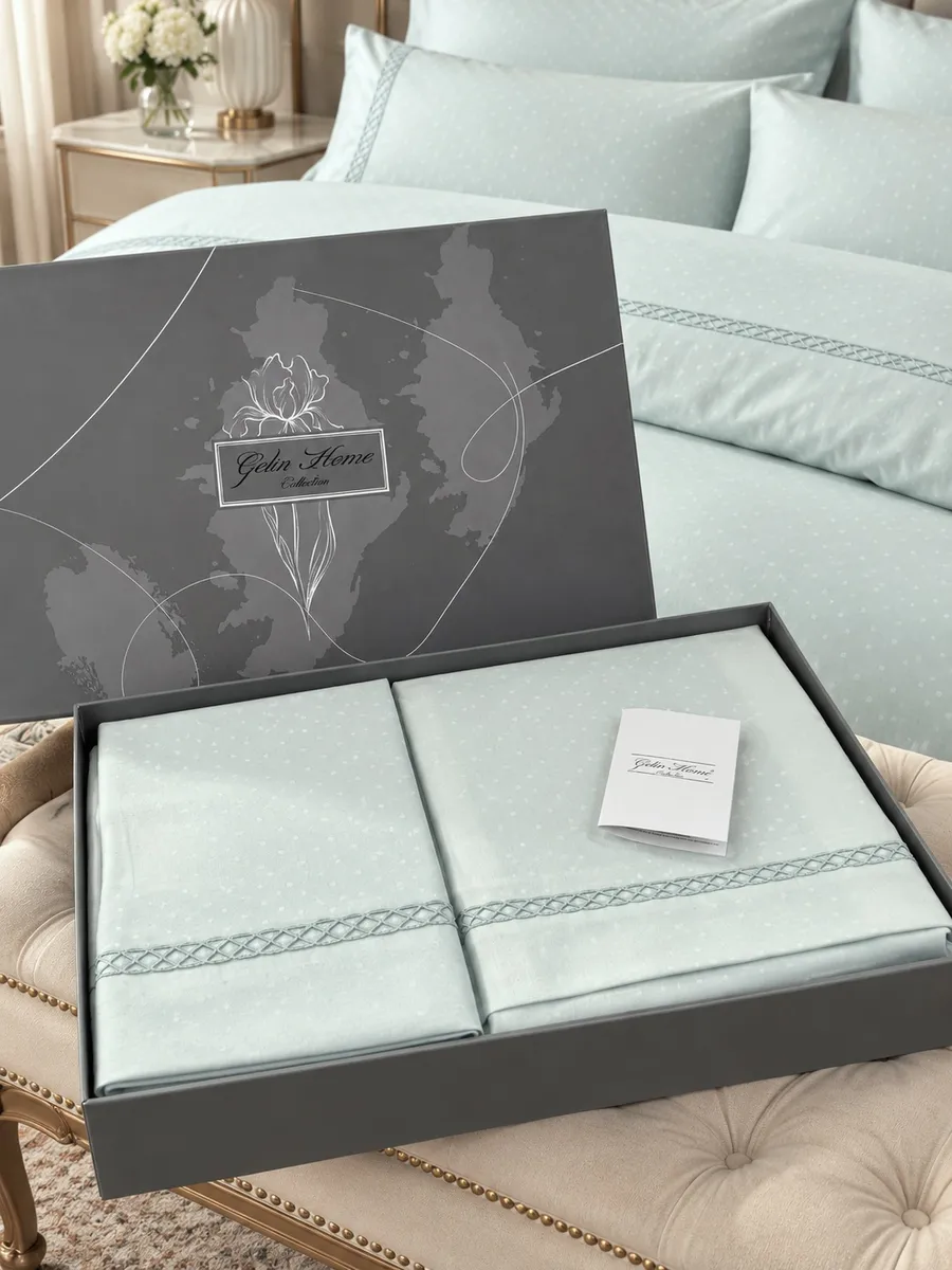 Gelin Home КПБ 6 пр. MYKONOS цвет мяты пододеяльник 200*220, простынь 240*260, наволочки 50*70 2шт, декоративные наволочки 50*70 2шт GLNN204 — фото 3