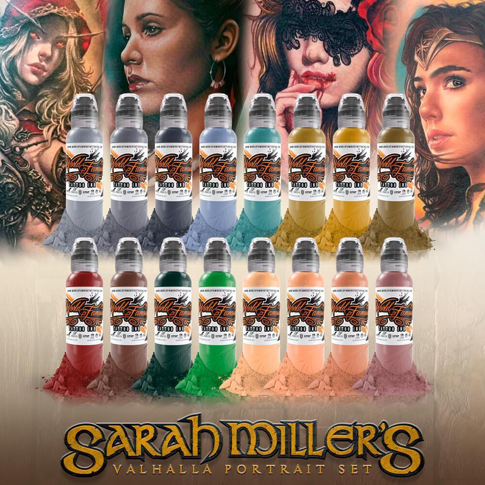 16 Color Sarah Miller Valhalla Portrait Set World Famous Tattoo Ink