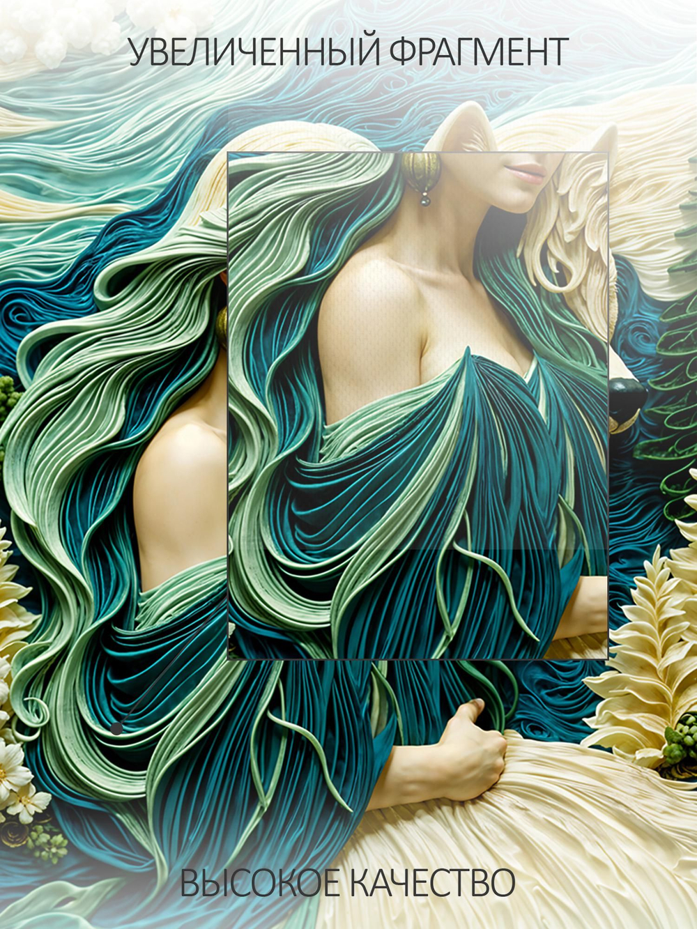 3D фотообои барельеф женщина с волком
