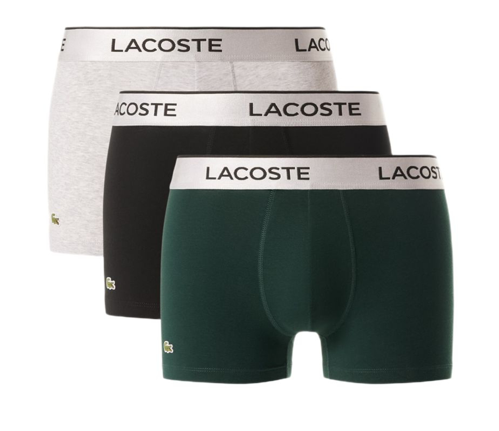 Боксерки теннисные Lacoste Silver Waist Short Trunks 3P - black/pine green/grey melange