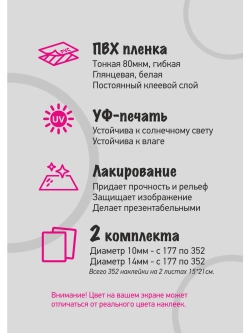 Наклейки прозрачные с номерами от 177 до 352, черные цифры