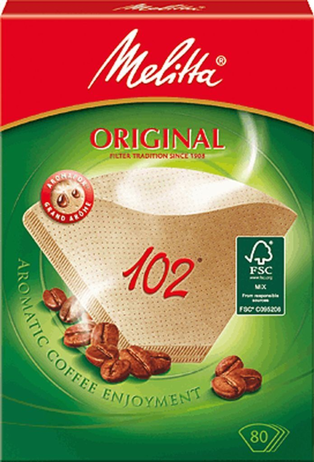 Фильтры для кофе 102 Melitta Original неотбеленный 80 шт. (Германия)