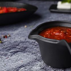 Соусник 100 мл d 7 см h5 см круглый с ручкой фарфор Smooth Black Raw Stellar P.L. Proff Cuisine [6]