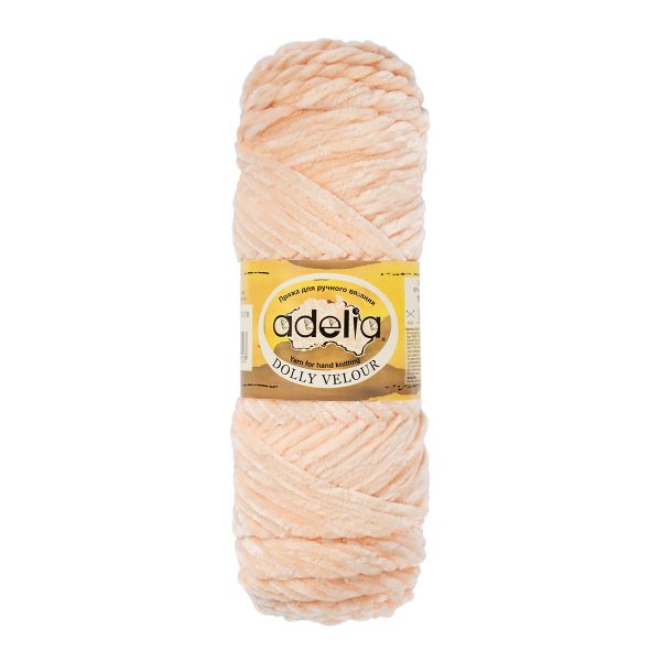 Пряжа Adelia Dolly Velour / уп.5 мот. по 100г, 93м, 03 св.бежевый