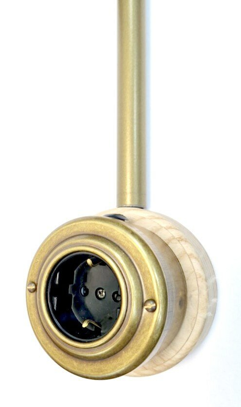 Рамка плоская под трубу, 1 пост, Vintage-brass, ясень, VB-L1