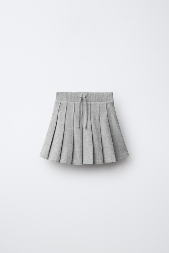ZARA ЮБКА В СКЛАДКУ, СЕРЫЙ МЕЛАНЖ