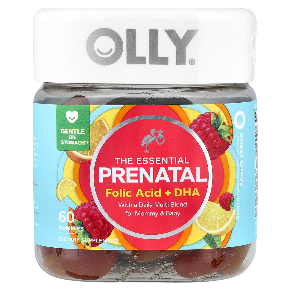 OLLY, The Essential, добавка для беременных, фолиевая кислота и ДГК, со вкусом сладких цитрусов, 60 жевательных таблеток