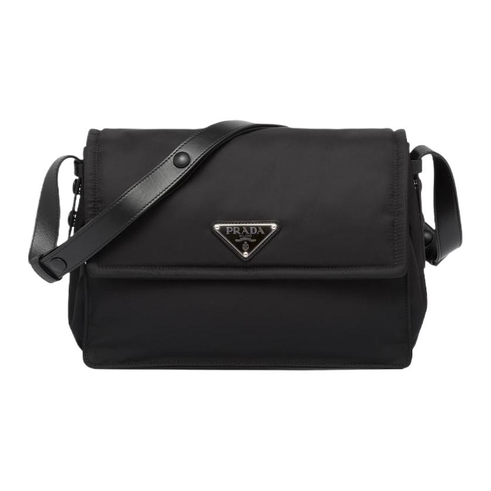 PRADA Re Nylon Re Nylon Recycled Nylon With Leather Messenger Bag, Crossbody Bag, Shoulder Bag Medium Women"s Black