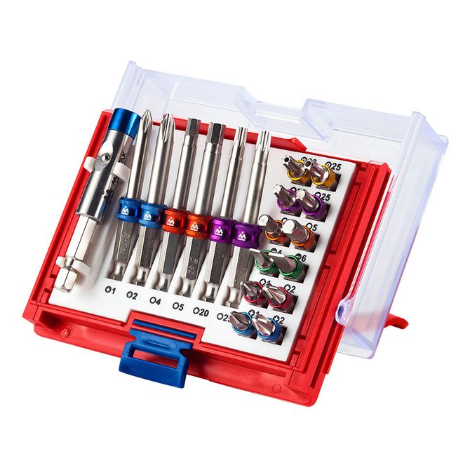 МАСТАК (058-10019C) Набор вставок (бит) 1/4", TORX, HEX, Pozidriv, Phillips, Slotted, 19 предметов