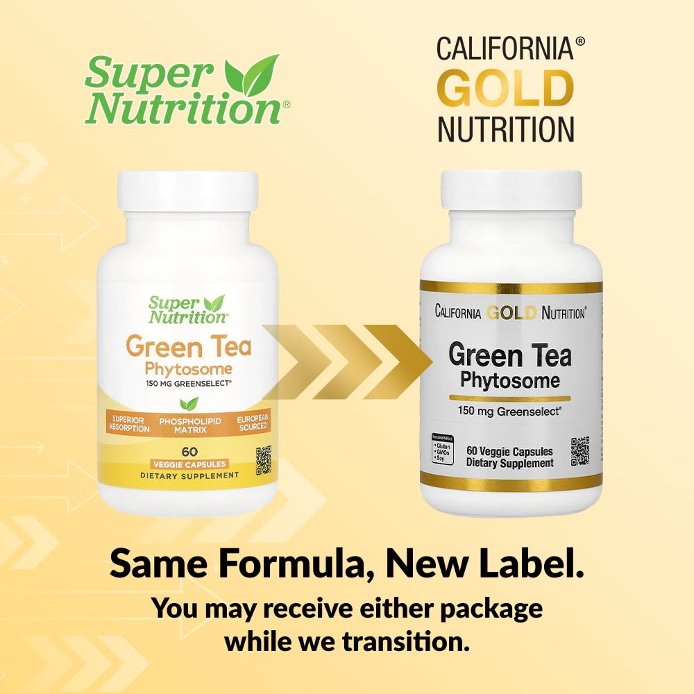 California Gold Nutrition, Green Tea Phytosome, фитосомы зеленого чая, 150 мг, 60 растительных капсул