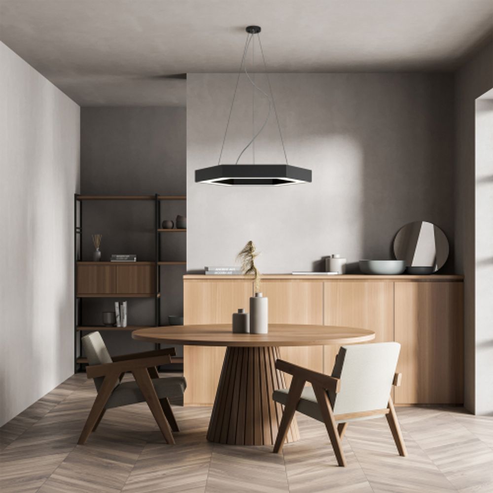 Светильник LED ЭРА Geometria SPO-122-B-40K-066 Hexagon 66Вт 4000К 5300Лм 800*800*80 черный подвесной драйвер внутри | Декоративные светильники Geometria