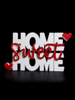 Табличка интерьерная "HOME, sweet HOME ", Дом, милый дом, 20х11 см, 3D печать, красно-белый