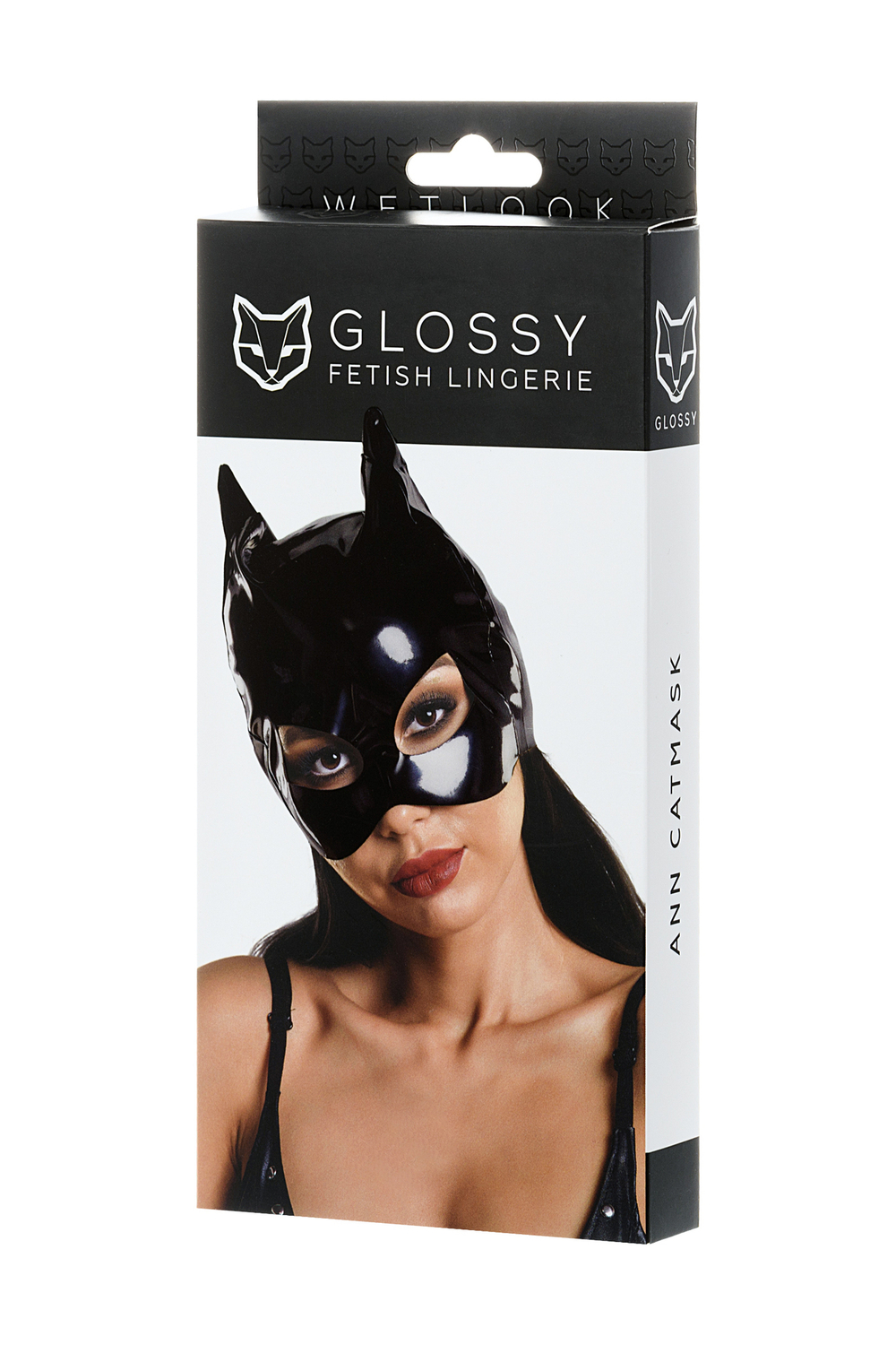 Маска кошки Glossy из материала Wetlook черная OS