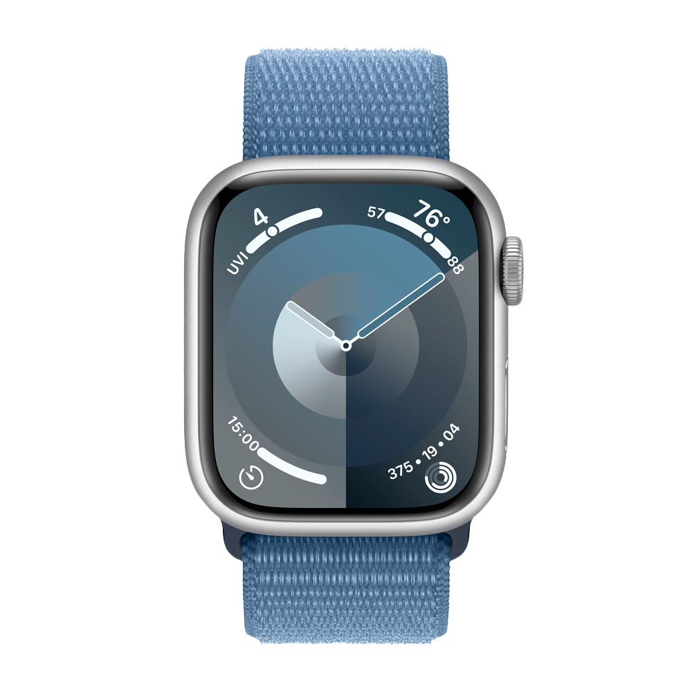 Умные часы Apple Watch Series 9 GPS, 41mm, Aluminium Case with Sport Loop, Silver/Storm Blue (Серебристый/Штормовой синий)