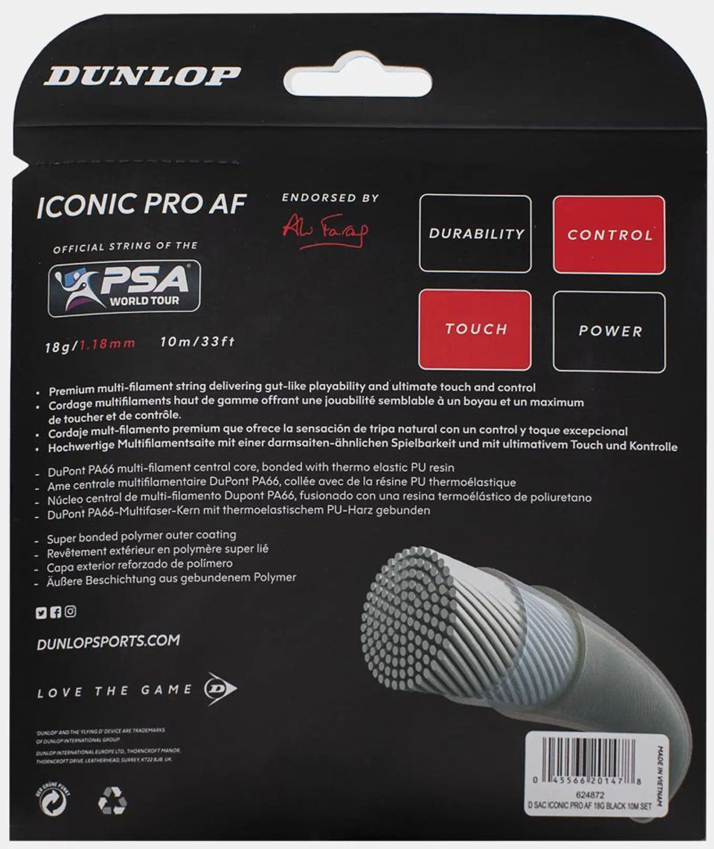 Струны для сквоша Dunlop Iconic Pro AF (10 m) - black
