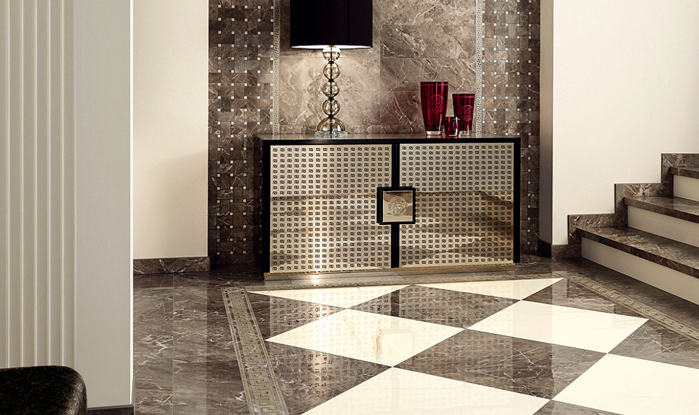 Декор Versace 240073 MARBLE CASSETTONE FOGLIA NERO RETTIFICATO LAPPATO 58,5x58,5