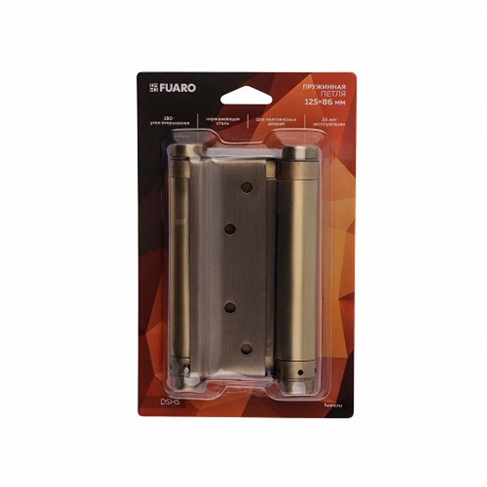 Петля пружинная двусторонняя (барная) FUARO DSH5 (125х86х1,5) INOX 201 AB бронза /65291/ (1шт)