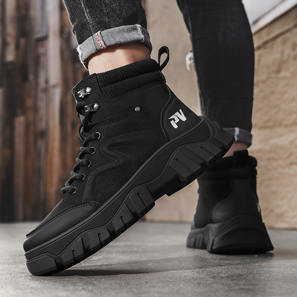 GONGNIUMEILI PU Short Combat Boots Men"s