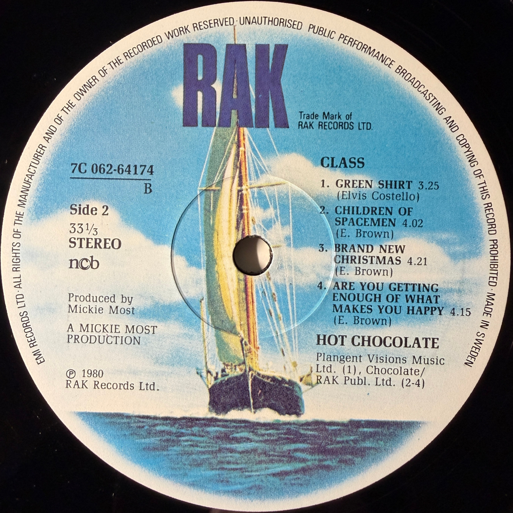 Hot Chocolate ‎– Class (Швеция 1980г.)