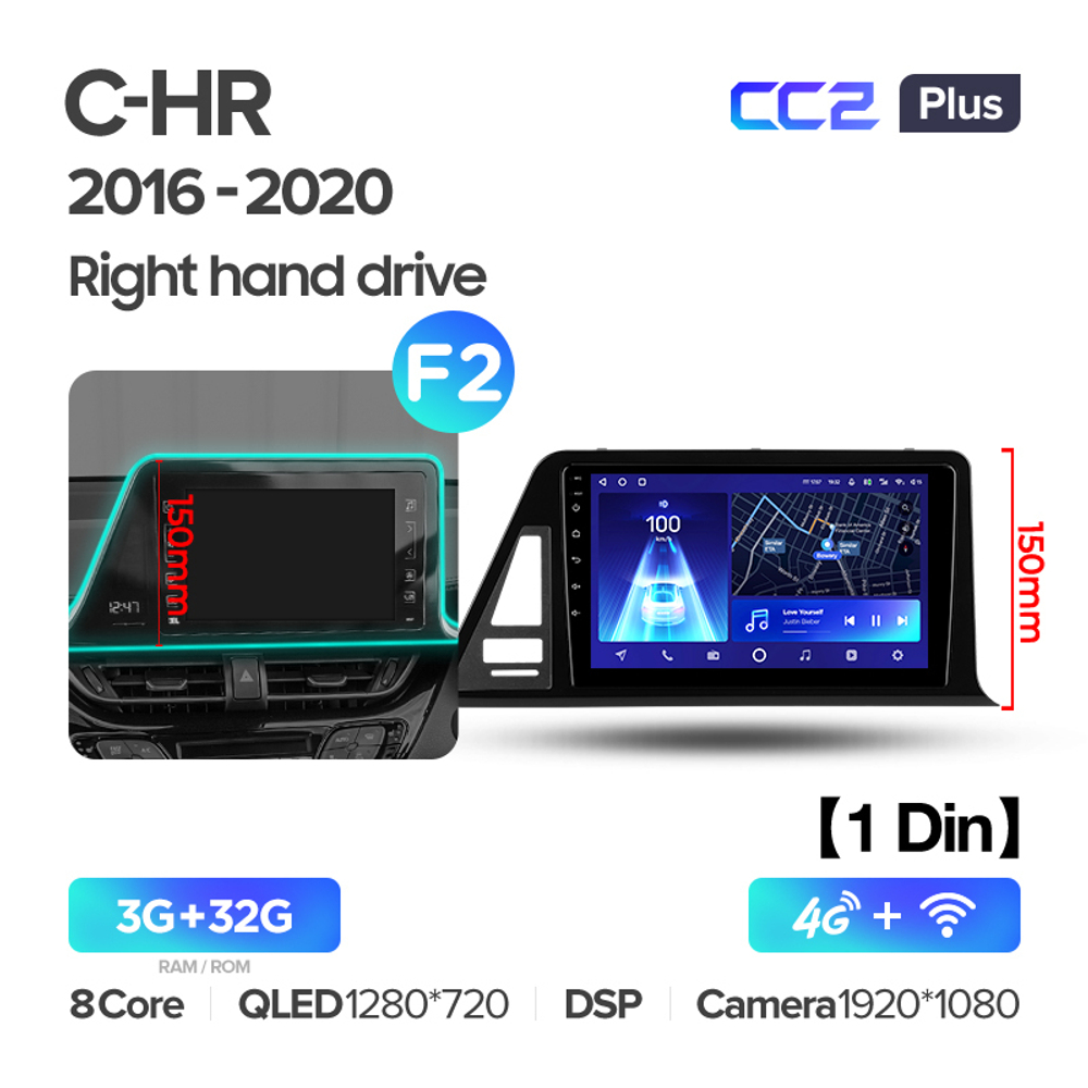 Teyes CC2 Plus 9" для Toyota C-HR 2016-2020 (прав)