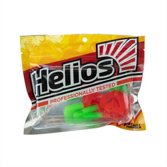Твистер Helios Credo Double Tail 1,96"/5 см Lime & Red 10шт. (HS-27-021)
