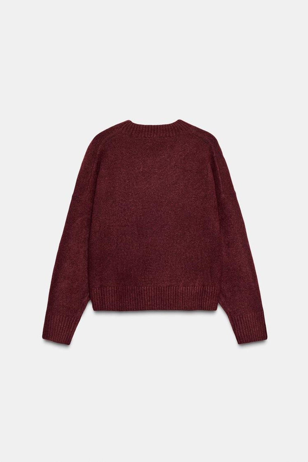 ZARA ОДНОТОННЫЙ СВИТЕР ИЗ МЯГКОГО ТРИКОТАЖА, БУРГУНДИ