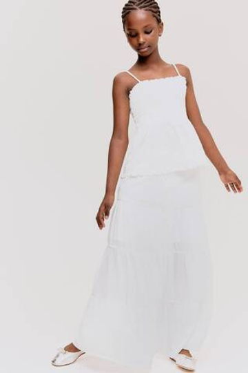 H&M Длинная юбка в складку, белый