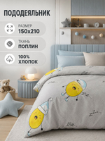 Пододеяльник 175х210 2-спальный Поплин Хлопок Гуси на зеленом фоне