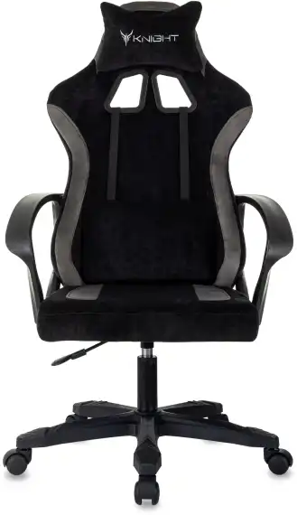 Кресло игровое Knight Optimum черный/серый с подголов. крестов. пластик