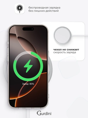 Чехол накладка Gurdini iPhone 16 Pro 6.3" плотный силикон 1,5 mm прозрачный
