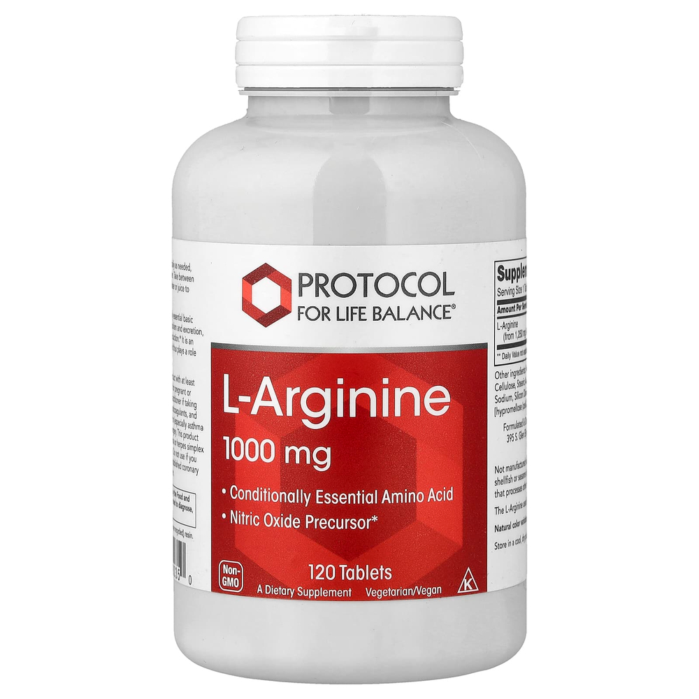 Protocol for Life Balance, L-аргинин, 1000 мг, 120 таблеток