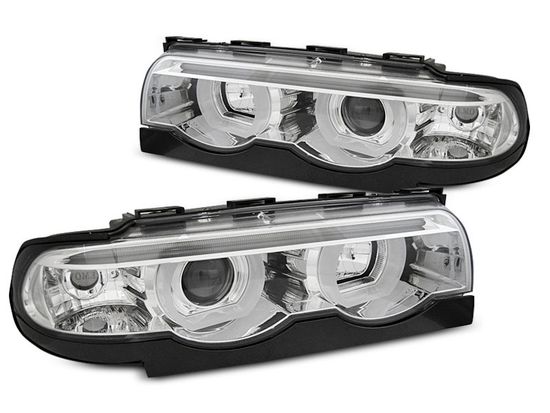 Передние фары 3D Angel Eyes для BMW 7 E38 (94-01) хромированные