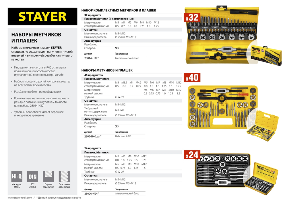 STAYER MaXCut, 24 предмета, легированная сталь, набор метчиков и плашек (28020-H24)