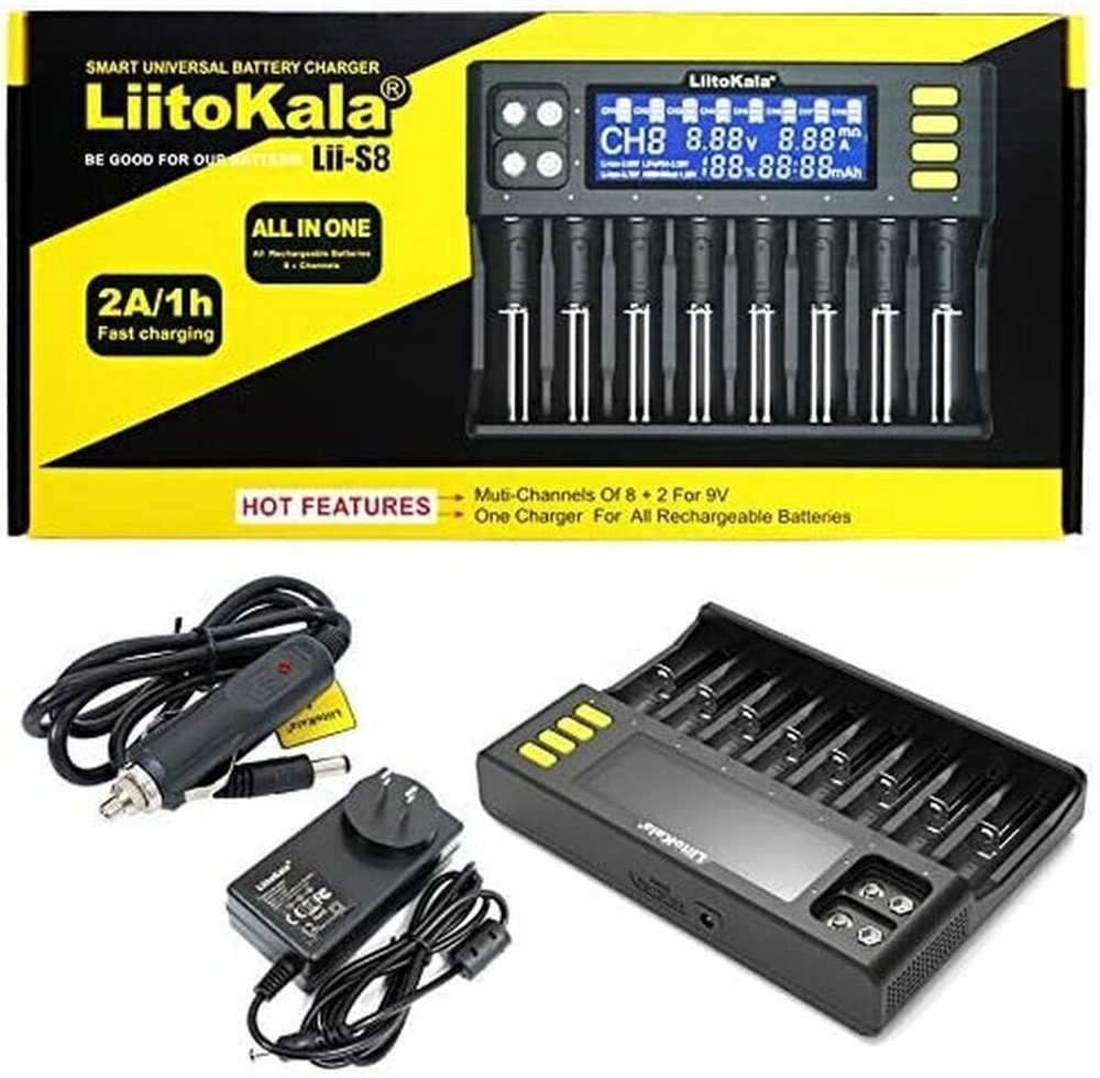 Зарядное устройство интеллектуальное LiitoKala Lii-S8 для аккумуляторов 18650 26650
