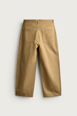 ZARA БРЮКИ BARREL FIT СО СКЛАДКАМИ, РЫЖЕВАТО-КОРИЧНЕВЫЙ