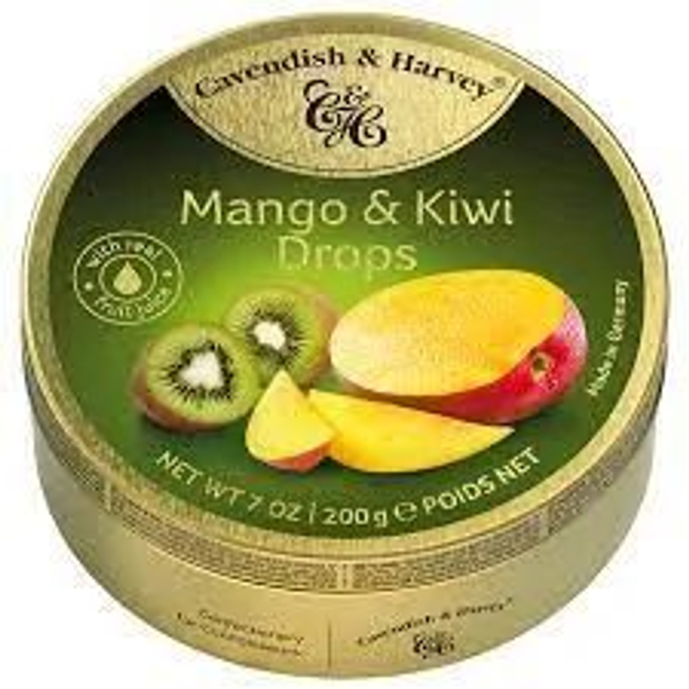 Конфеты леденцы Cavendish & Harvey mango & kiwi drops Манго с киви 200 г (из Финляндии)