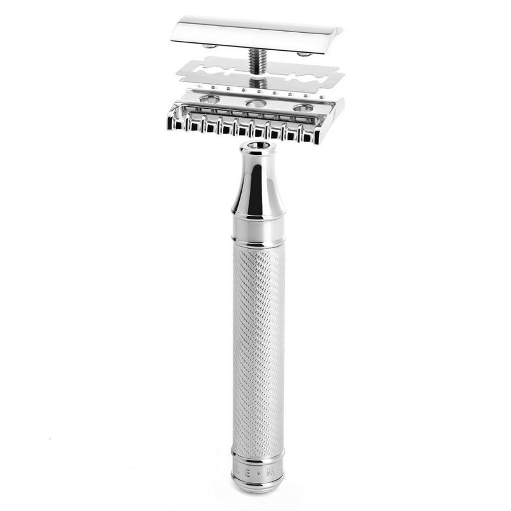 Т-образная бритва MUEHLE TRADITIONAL, c удлиненной ручкой, хром, open comb (R 41 GRANDE)