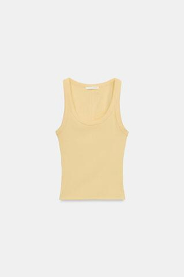 ZARA ТОП В РУБЧИК БЕЗ РУКАВОВ, ЖЕЛТЫЙ