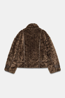 ZARA КОМБИНИРОВАННАЯ КУРТКА, КОРИЧНЕВЫЙ