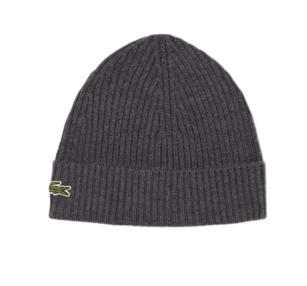 Шапка зимняя Lacoste Unisex Ribbed Wool - grey