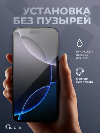 Стекло противоударное iPhone 16 Pro Max 6.9" Gurdini 3D Premium Glass черное